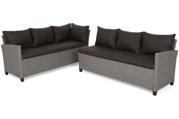 Набір садових меблів (кутовий диван+стіл) Home Garden LAGOS пластиковий з подушками сірий