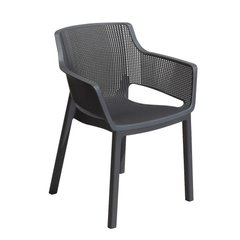 Дизайнерский пластиковый стул со спинкой для дачи и отдыха Keter Elisa графит 246189