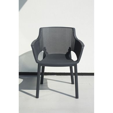 Дизайнерський пластиковий стілець зі спинкою для дачі та відпочинку Keter Elisa графіт 246189