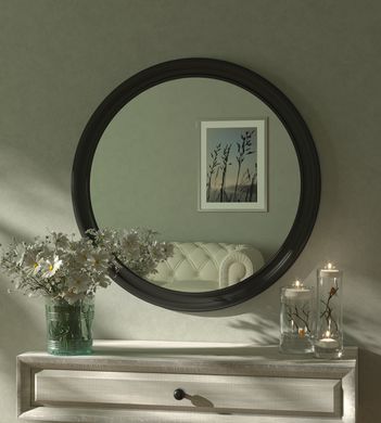Кругле дзеркало на стіну VELKA в чорній рамі Ø 73 см