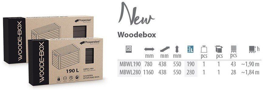 Садовый ящик-сундук для хранения PROSPERPLAST Woodebox MBWL280-S433 антрацит