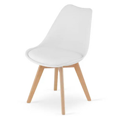 Стильне крісло MARK сидіння з екошкіри біле/дерев'яні ніжки
