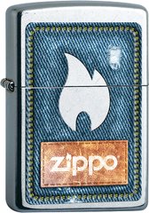 Зажигалка Zippo Denim Zippo and Flame 60003249 Джинсовый Зиппо и Флейм