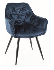 Крісло м'ягке зі спинкою Signal Cherry Velvet Monolith Bluvel 77 темно - синій вельвет чорні ніжки