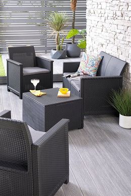 Комплект пластиковой садовой мебели Keter Elodie 5 Seater Sofa Set 253923 графит