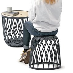 Комплект мебели в стиле корзин (4 стула+стол) PROSPERPLAST UNIQUBO SET5 IKUBS5-S433 антрацит