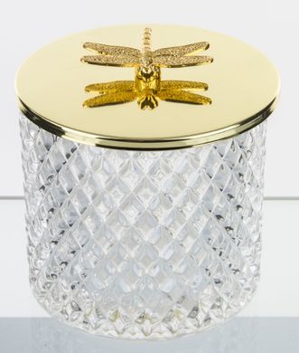 Декоративна скляна ємність з кришкою золотистого кольору