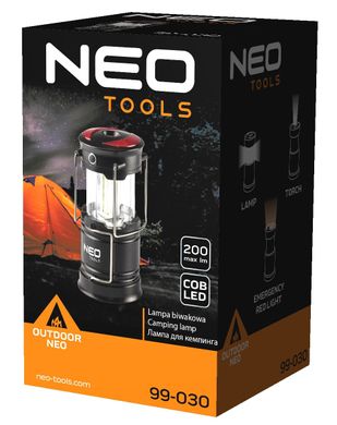 Светодиодная лампа фонарь для кемпинга на батарейках 200 LM 3XAA 3 в 1 COB LED Neo Tools 99-030