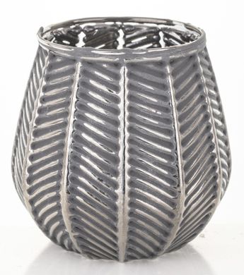 Декоративний скляний підсвічник сріблястий