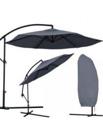 Вулична парасолька на консолі водонепроникна складна з рукояткою 3м + чохол сіра SDH337-GREY