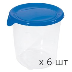 Пищевой контейнер круглый Curver 182244 Fresh&Go 1 л с голубой крышкой - 6 шт