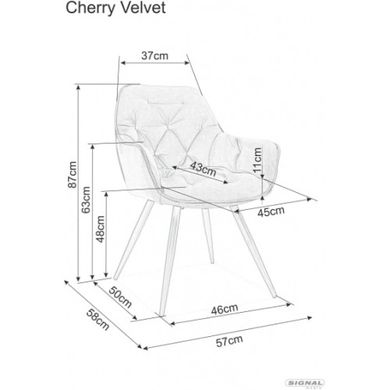 Крісло м'ягке зі спинкою Signal Cherry Velvet Bluvel 03 світло - сірий, вельвет