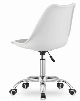 Поворотный стул белый-серый, крутящийся со спинкой ALBA