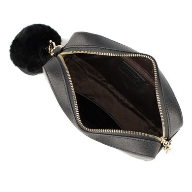 Женская кожаная сумка - мессенджер с помпоном Wittchen черная