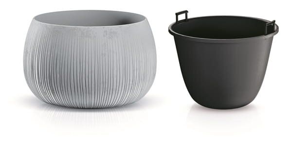Горшки для цветов PROSPERPLAST Beton Bowl DKB480-422U пластиковый вазон серый (текстура бетон)
