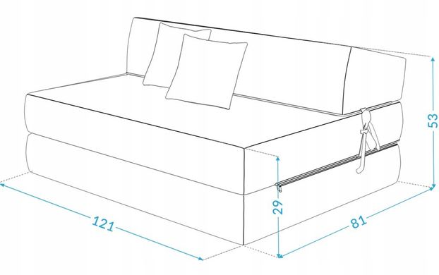 Матрац диван розкладний зі спинкою FDM ALEX 121х81см. колір темно синій