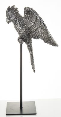 Статуетка фігурка Папуги срібного кольору 35 см
