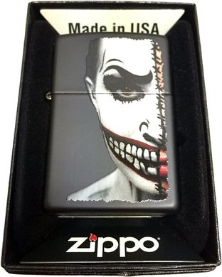 Запальничка Zippo Half Scary Painted Clown Face 60001967 Страшне розмальоване обличчя клоуна
