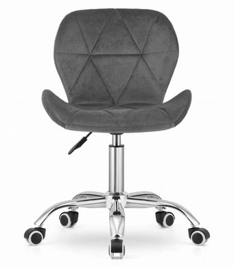 Поворотный стул серый вельвет, крутящийся со спинкой на колесах Velka AVOLA