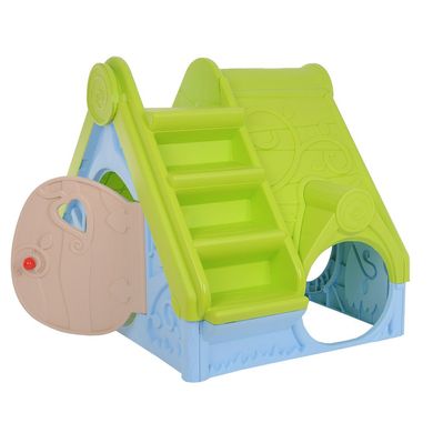 Детский игровой домик KETER FUNTIVITY PLAYHOUSE 223317 (голубой – салатовый) фантивити с горкой