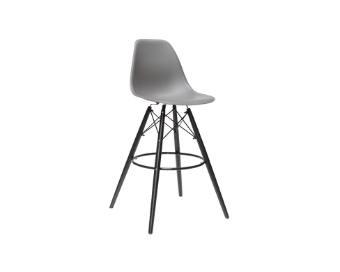 Барный пластиковый стул Lamal серый на черных деревянных ножках