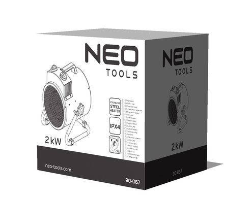 Теплова гармата 2 кВт, IPX4 електричний обігрівач Neo Tools 90-067