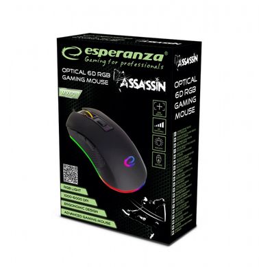 Проволока мышка с подсветкой Esperanza LED RGB 6D OPT. USB Assasin USB EGM601