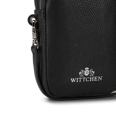 Кожаная мини-сумка со стразами Wittchen черная