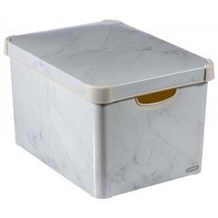 Декоративный ящик для хранения с крышкой CURVER L 24742 мрамор