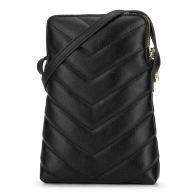 Женская стеганая кожаная мини сумка - мессенджер Wittchen черная