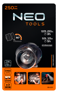 Ліхтар налобний NEO Tools Cree Xpe 250 люменів (99-201)