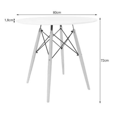 Круглый стол TODI 80см МДФ с матовым покрытием – белый