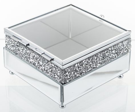 Декоративный серебряный стеклянный сундучок 12х13 см