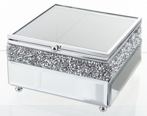 Декоративна срібна скляна скринька 12х13 см