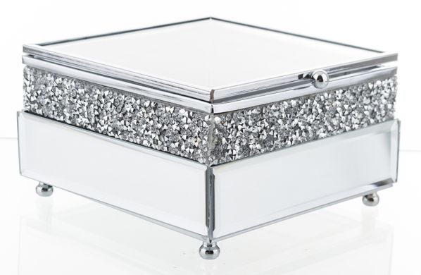 Декоративна срібна скляна скринька 12х13 см