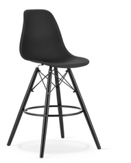 Барный пластиковый стул Lamal черный на черных деревянных ножках