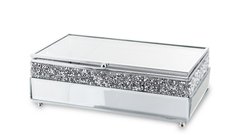 Декоративна срібна прямокутна скляна скринька 21х13 см