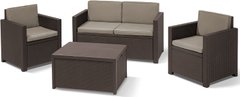 Пластикові меблі для саду Monaco set (диван + 2крісла + столик-ящик) KETER 218236+ подушкі