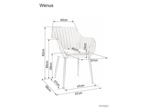 Зручне крісло м'яке на ніжках для дому Signal Wenus вельвет 19 чорний
