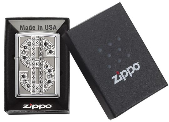 Оригінальна запальничка Zippo Dollar Sign Bling Swarovski Crystals 20904