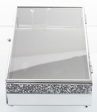 Декоративная серебряная прямоугольная стеклянная шкатулка 24,5x16 см