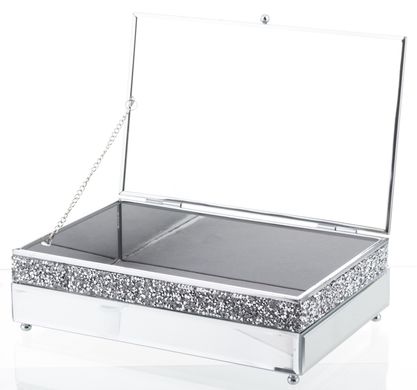 Декоративна срібна прямокутна скляна скринька 24,5x16 см