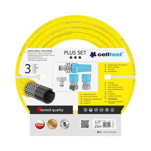 Шланг садовий для поливу еластичний 20 бар з міцним армуванням Cellfast Plus 1/2" 25 м 3 шаровий + набір спринклерів 10-290