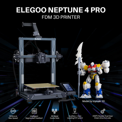 3D-принтер Elegoo Neptune 4 Pro з автоматичним вирівнюванням, швидкість друку: 500 мм/с ELEGOO4PRO