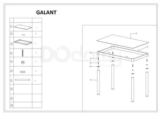 Стол обеденный кухонный Signal Galant 60х100 серий закаленное стекло