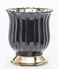 Керамічна ваза чорна з золотим 130935