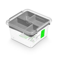 Антибактериальный пластиковый пищевой контейнер с микрочастицами серебра 1,15 л 15x15x8,5 Orplast 1186 + вставка