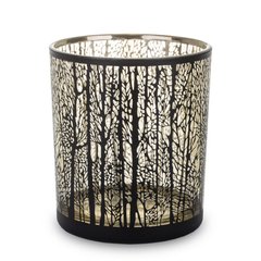 Декоративний скляний свічник чорні дерева 132003