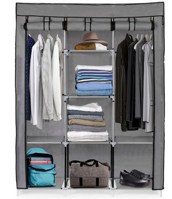 Текстильный шкаф для одежды  XXL 125x43x164 см серый G-762