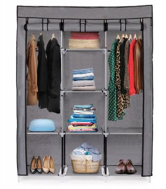 Текстильный шкаф для одежды  XXL 125x43x164 см серый G-762
